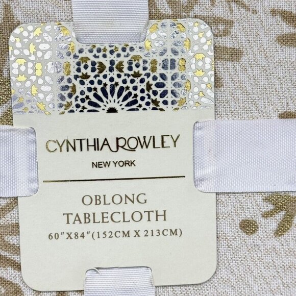 Cynthia Rowley Ornate Gold Snowflake Tablecloth 60x84 Sparkle Christmas Holiday - Picture 13 of 13